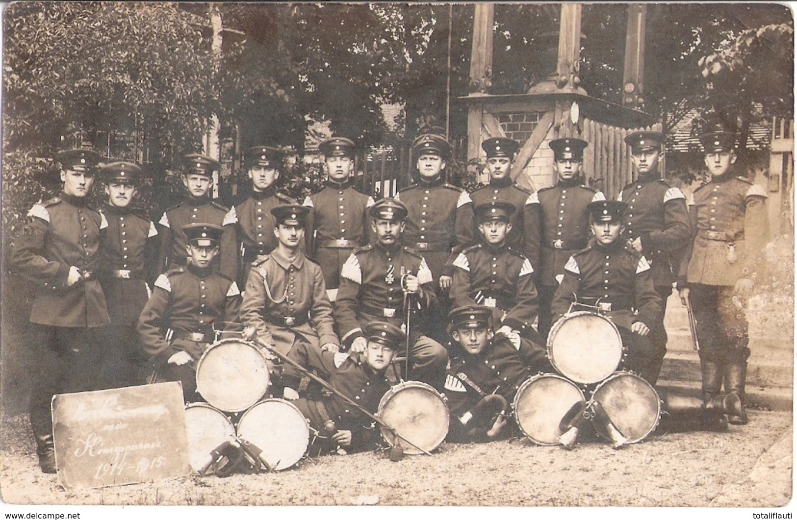 WERDAU Spielmannszug Zur Königsparade 1914/15 Vor Auszug Ins Feld Datiert 16.6.1915 Original Private Fotokarte Der Zeit - Werdau