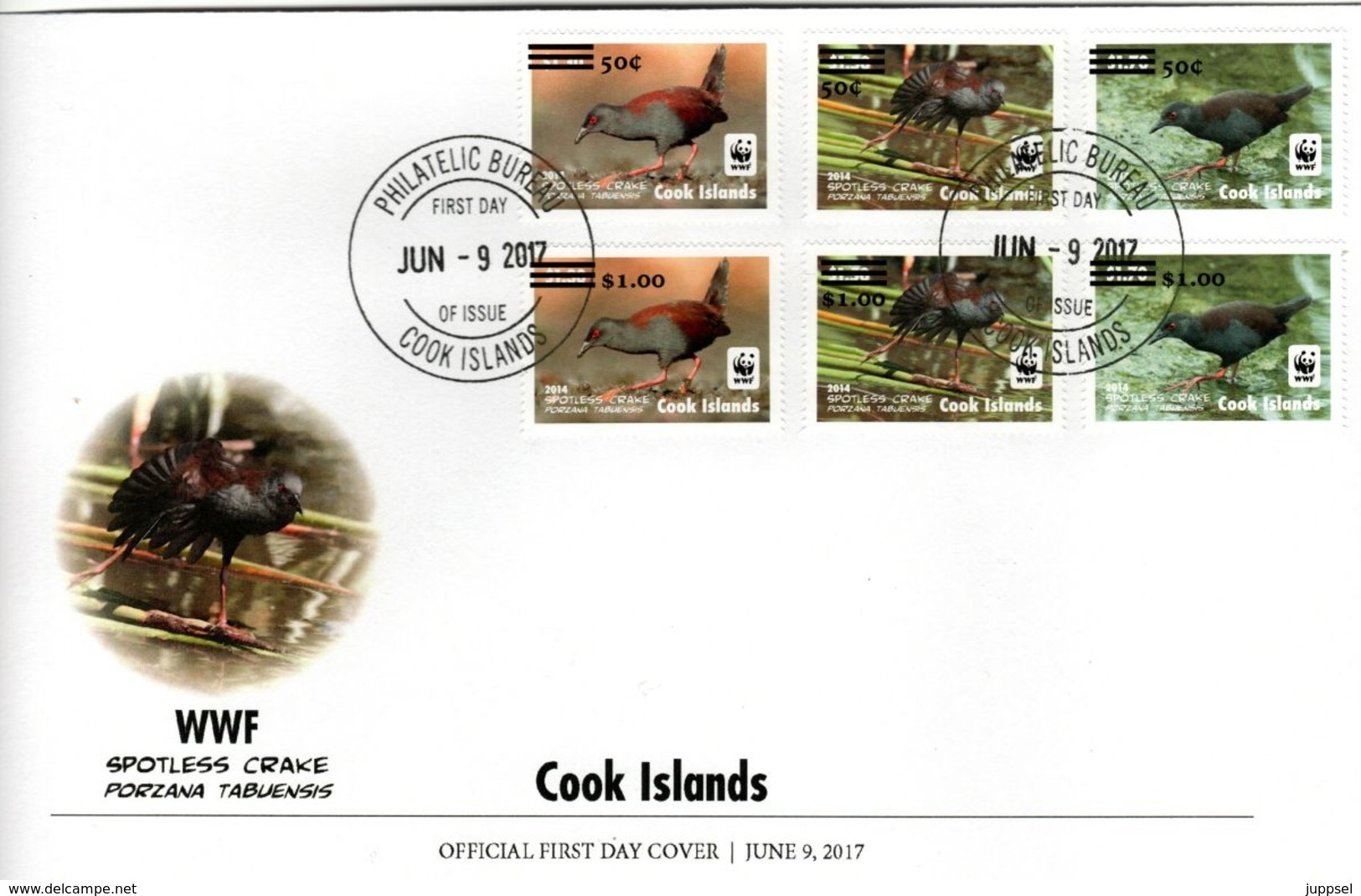 WWF  LOCAL FDC  COOK ISLANDS 2017 , 1 Overprint Set / 1 Set Avec Surprint - Hühnervögel & Fasanen