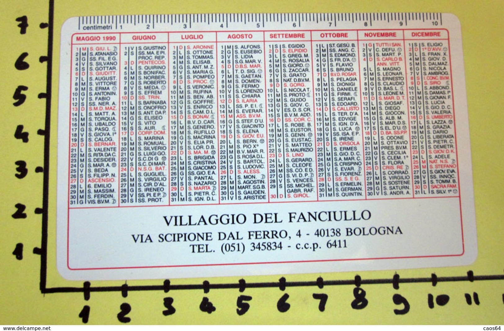 S. MARIA 1990  CALENDARIO TASCABILE PLASTIFICATO - Big : 1981-90