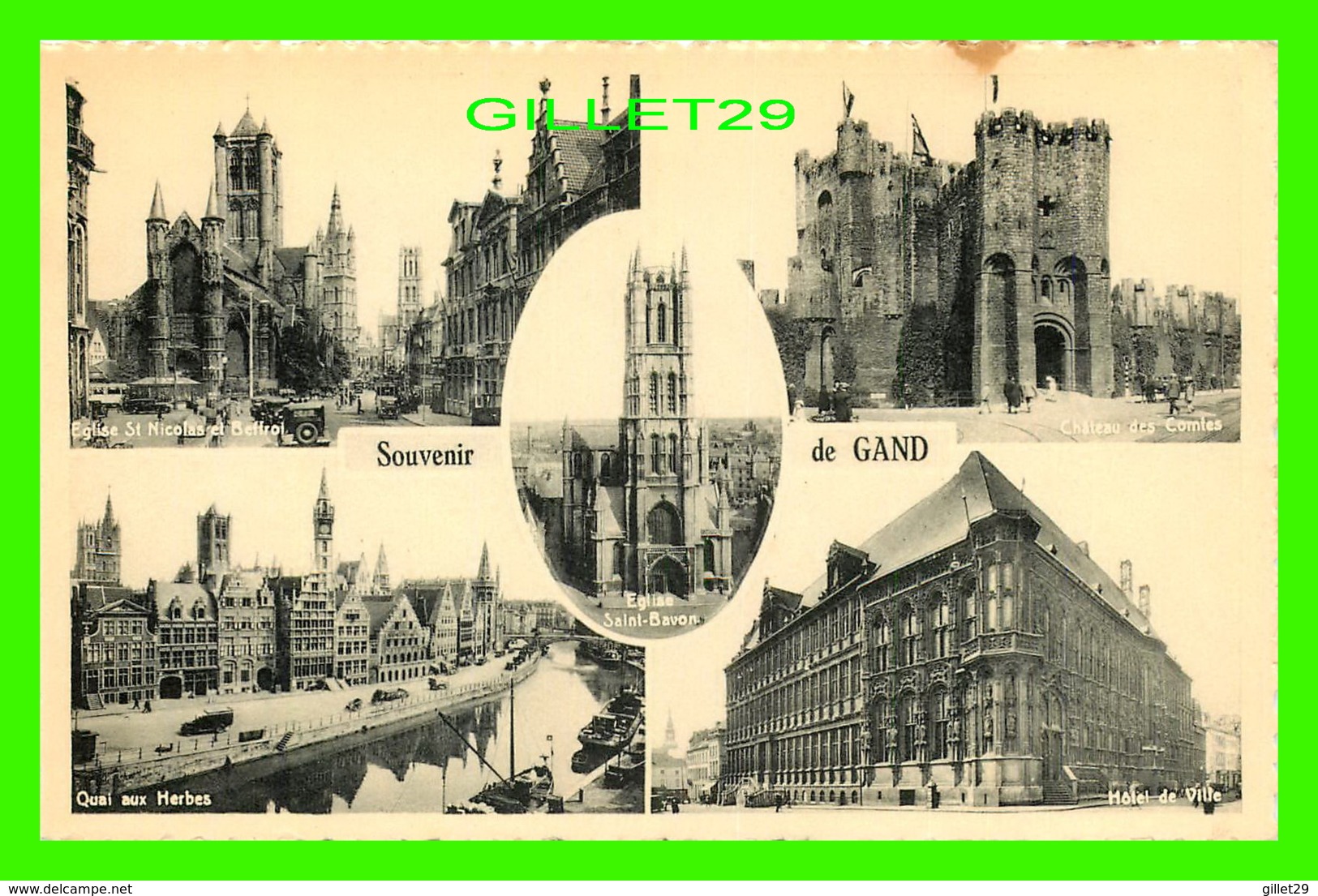 GAND, BELGIQUE - 5 MULTIVUES - SOUVENIR DE GAND - NELS -  ERN THILL - - Gent