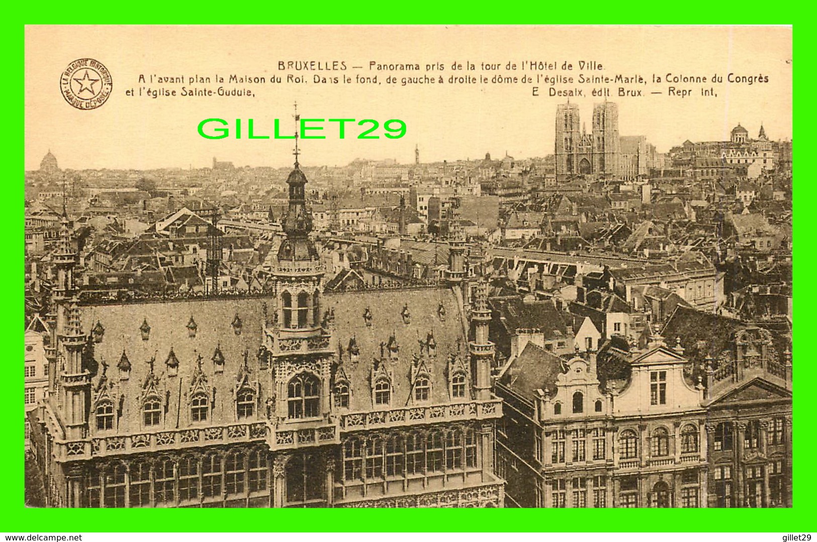 BRUXELLES, BELGIQUE - PANORAMA PRIS DE LA TOUR DE L'HÔTEL DE VILLE - LA MAISON DU ROI - A, DESAIX . - Multi-vues, Vues Panoramiques