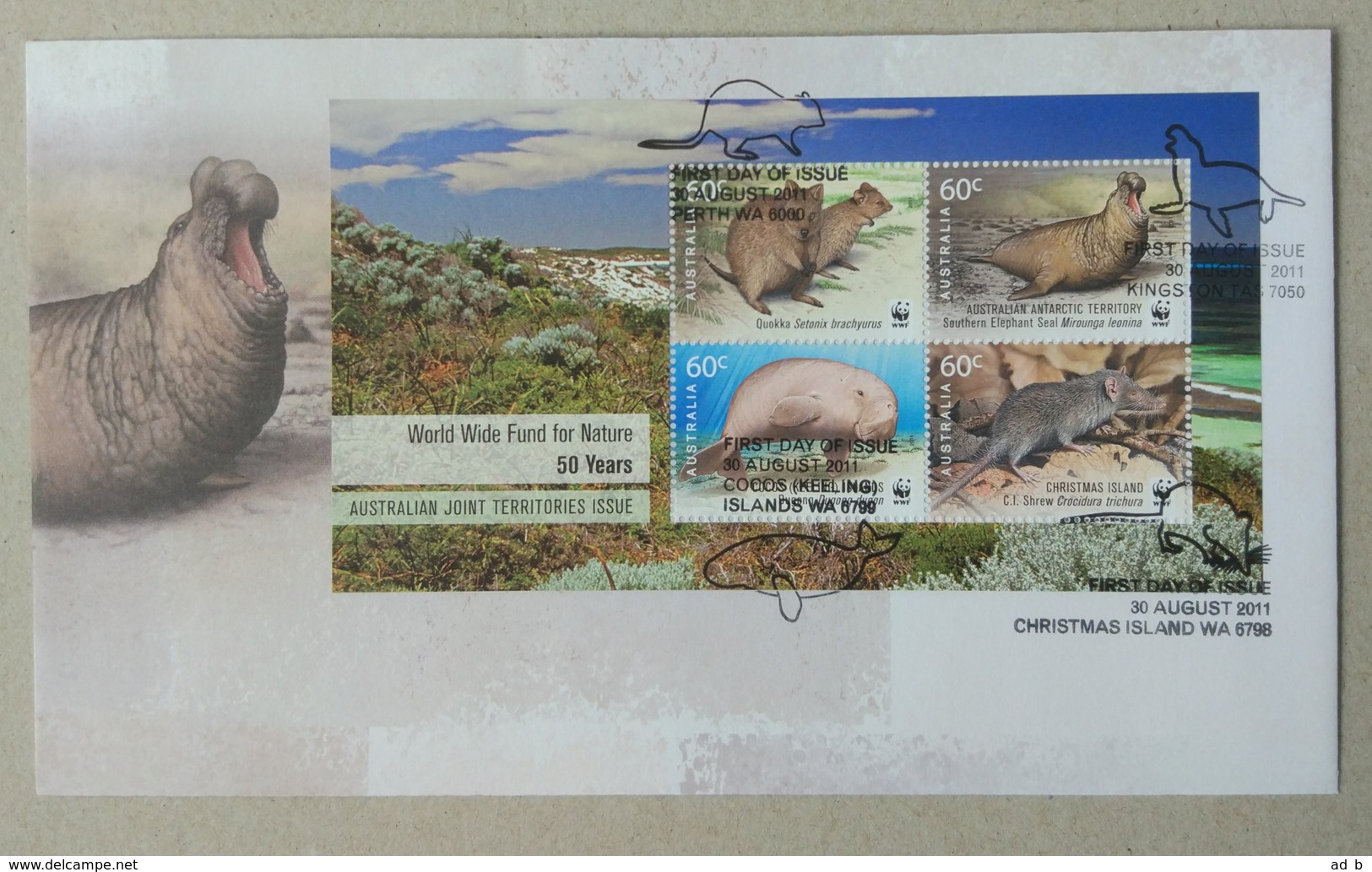 Australian Territories 2011. WWF 50 Years. FDC W Miniature Sheet - FDC