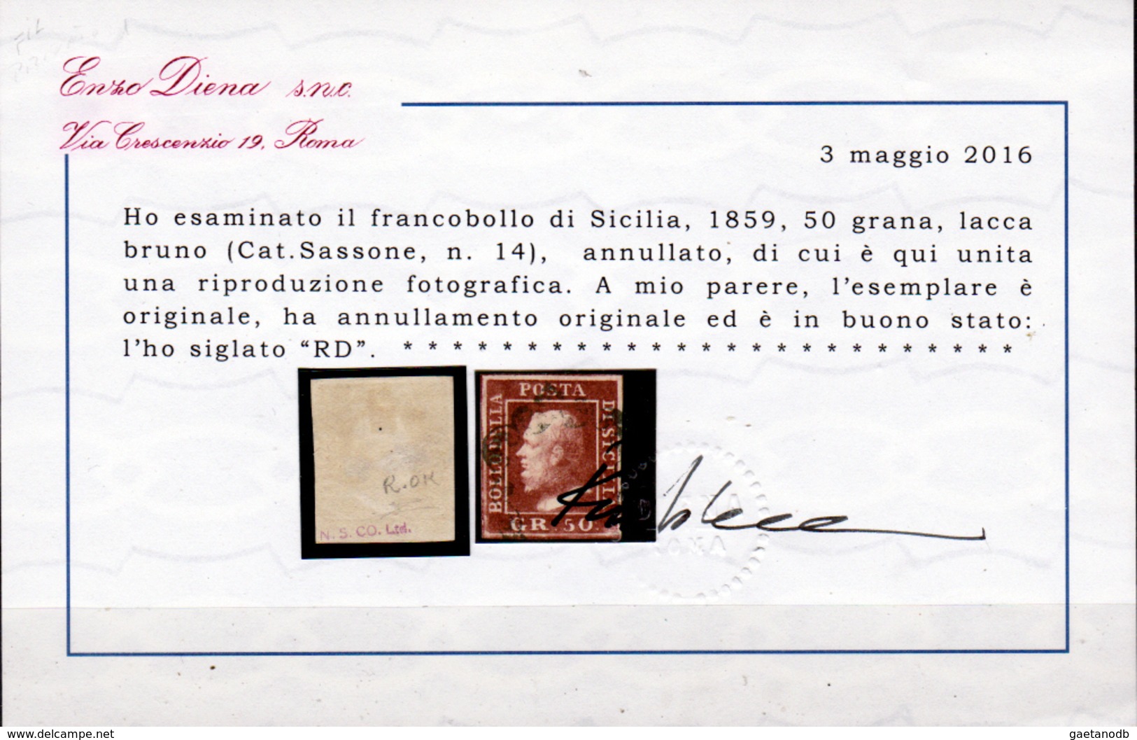 Sicilia-044 - Emissione 1859:  Sassone N. 14 (o) Used - Senza Difetti Occulti. - Sicile