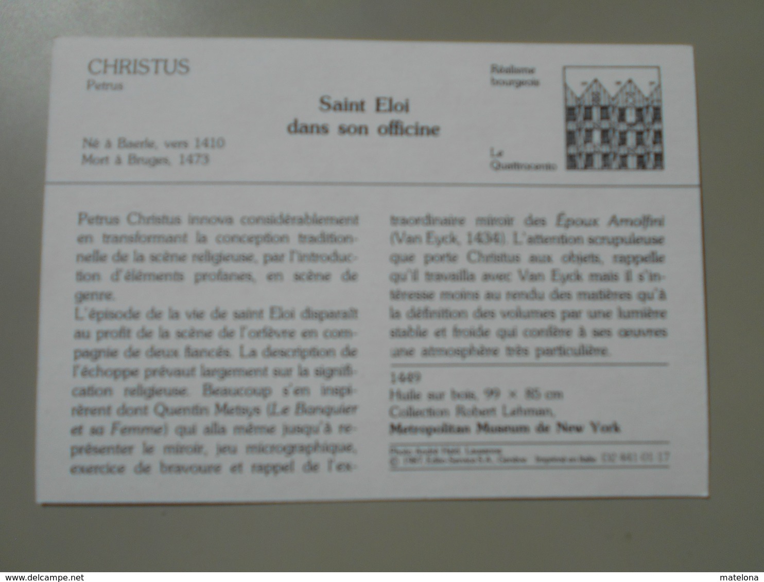 ETATS UNIS NY NEW YORK METROPOLITAN MUSEUM COLLECTION ROBERT LEHMAN CHRISTUS PETRUS SAINT ELOI DANS SON OFFICINE BAERLE - Musées