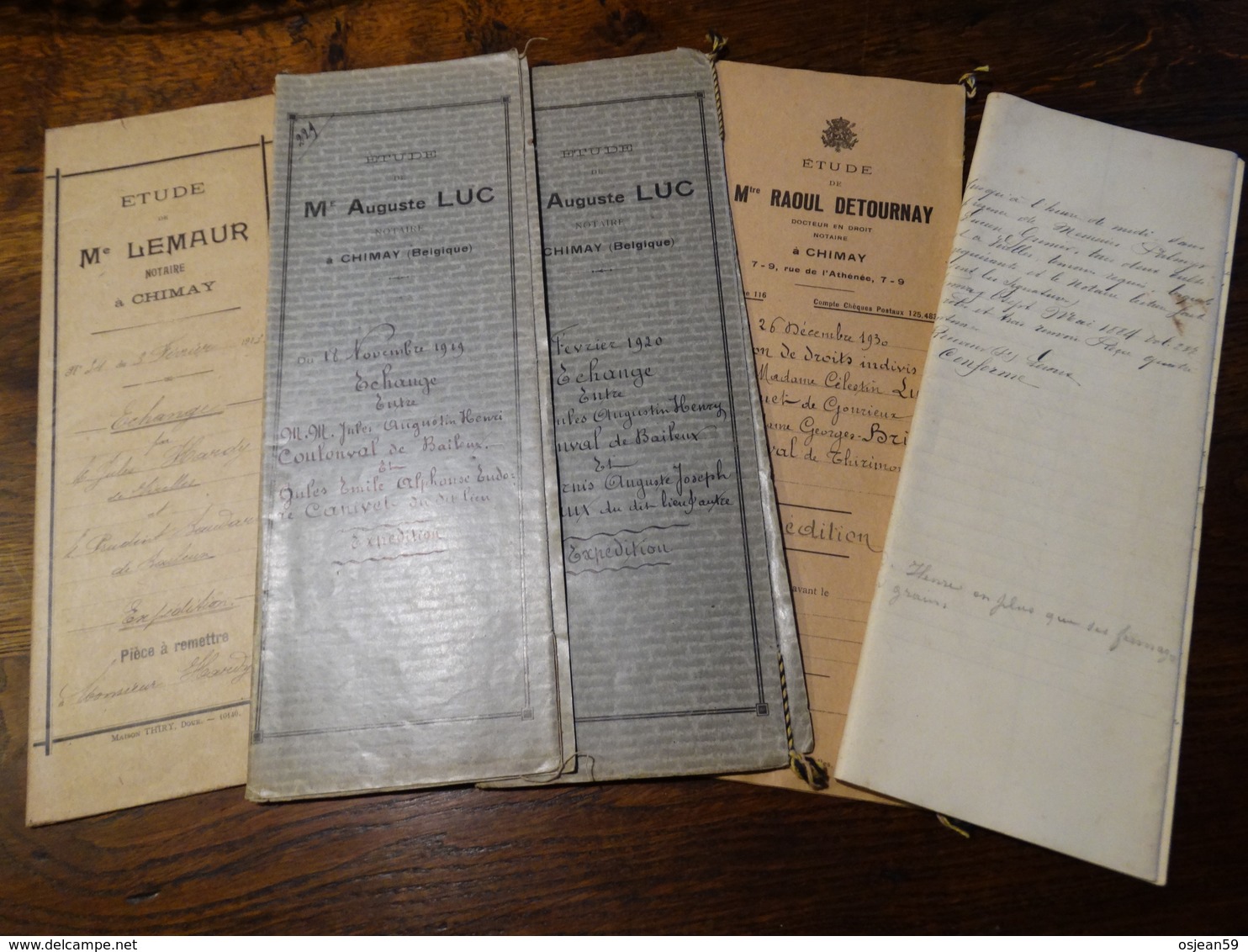 5 Actes Notarié ( Région Chimay ). - Manuscrits