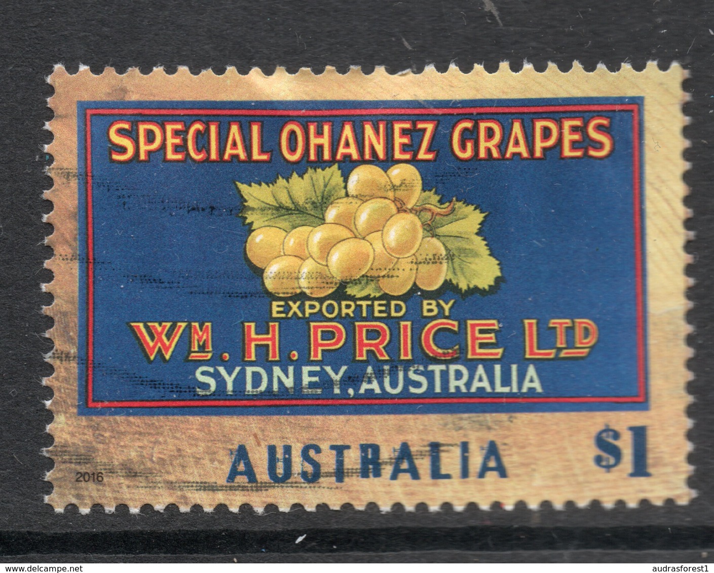 2016 AUSTRALIA NOSTALGIA FRUIT LABELS - GRAPES   $1 VERY FINE POSTALLY USED SHEET STAMP - Used Stamps