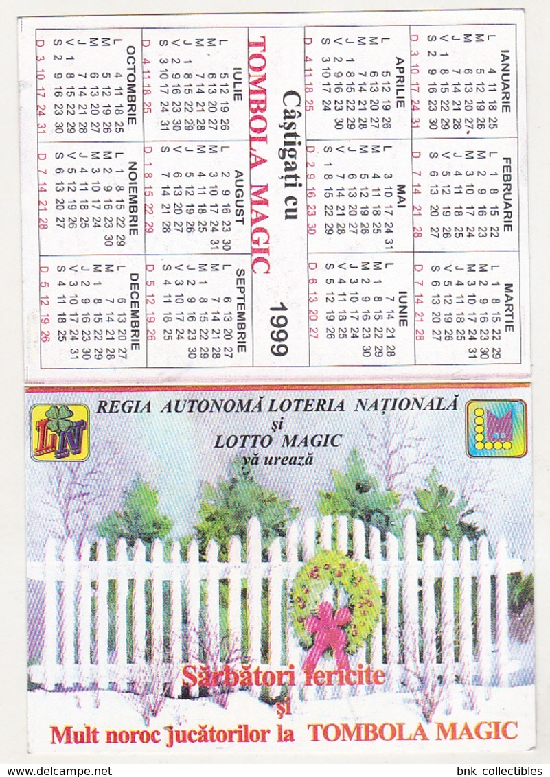 Romanian Small Calendar - 1999 National Lottery- Lottery Calendar - Tombola Magic - Tamaño Pequeño : 1991-00