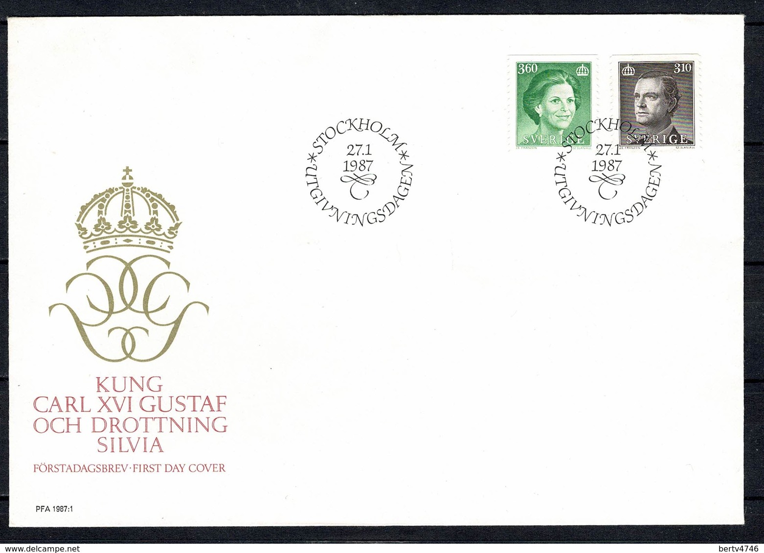 Sverige FDC Yv. 1403/04  Stockholm 27 / 01 / 1987 - FDC