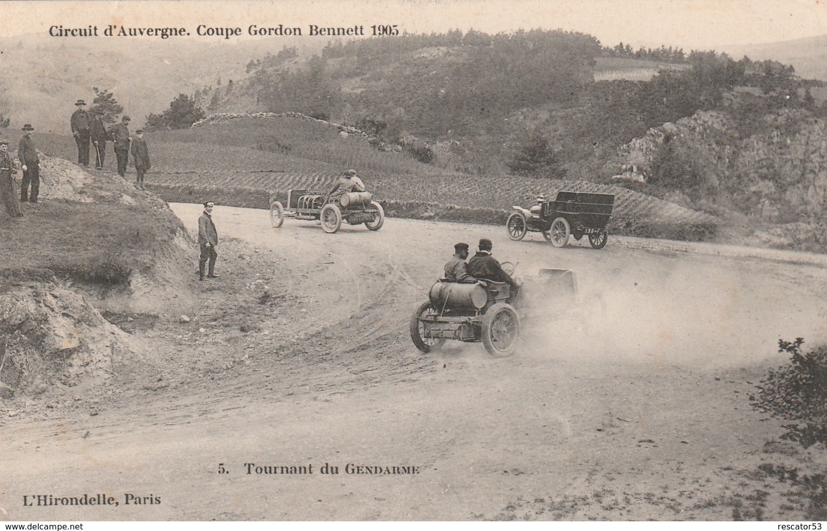 Rare Cpa Circuit D'Auvergne Coupe Gordon Benett 1905 Tournant Du Gendarme - Other & Unclassified