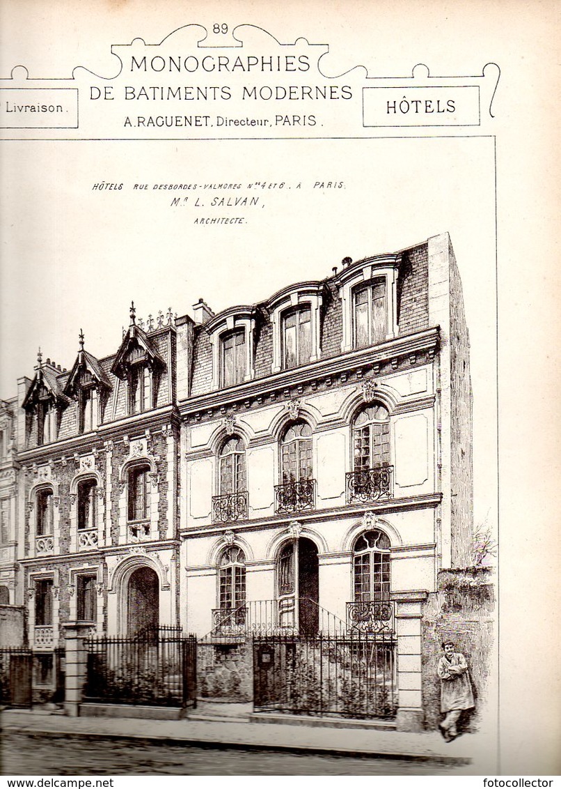 Architecture : Monographies De Bâtiments Modernes N° 75 : Hôtels 4 Et 6 Rue Desbordes Valmore Paris 16 - Architecture