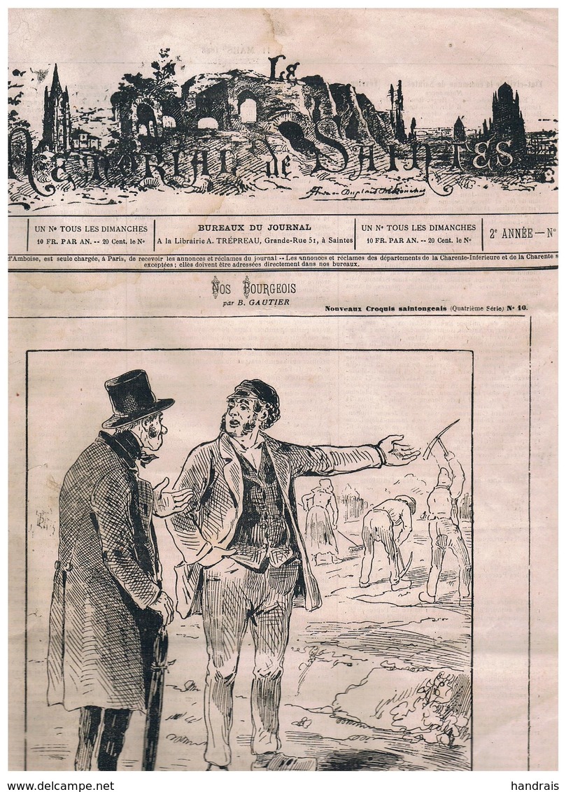 Mémorial De SAINTES 11 Mars 1883 N ° 63 Nos Bourgeois Par B. GAUTIER - Saintes