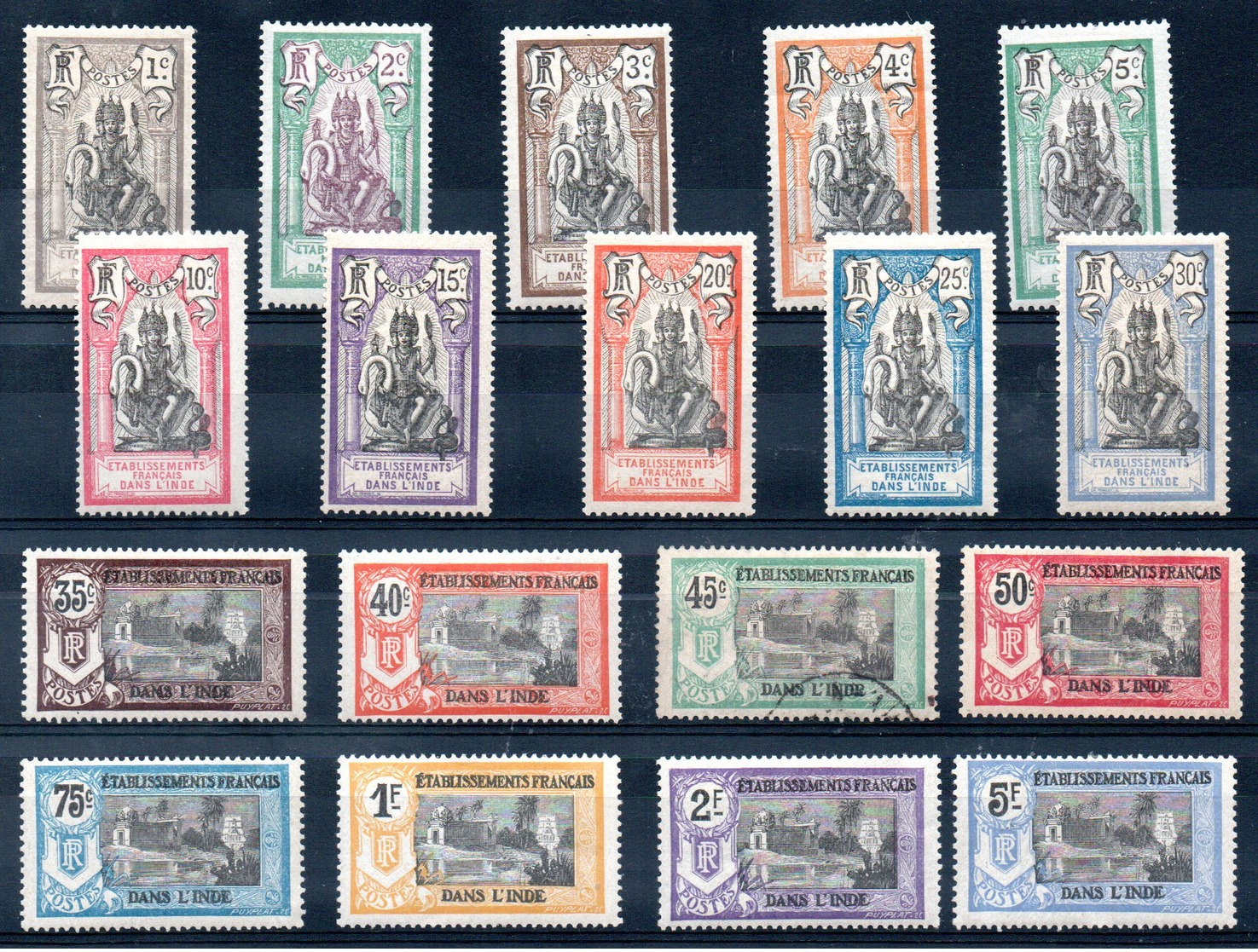 INDE - YT N° 25 à 42 - Neufs * - MH - Cote: 45,00 € - N° 37 Oblitéré - Unused Stamps