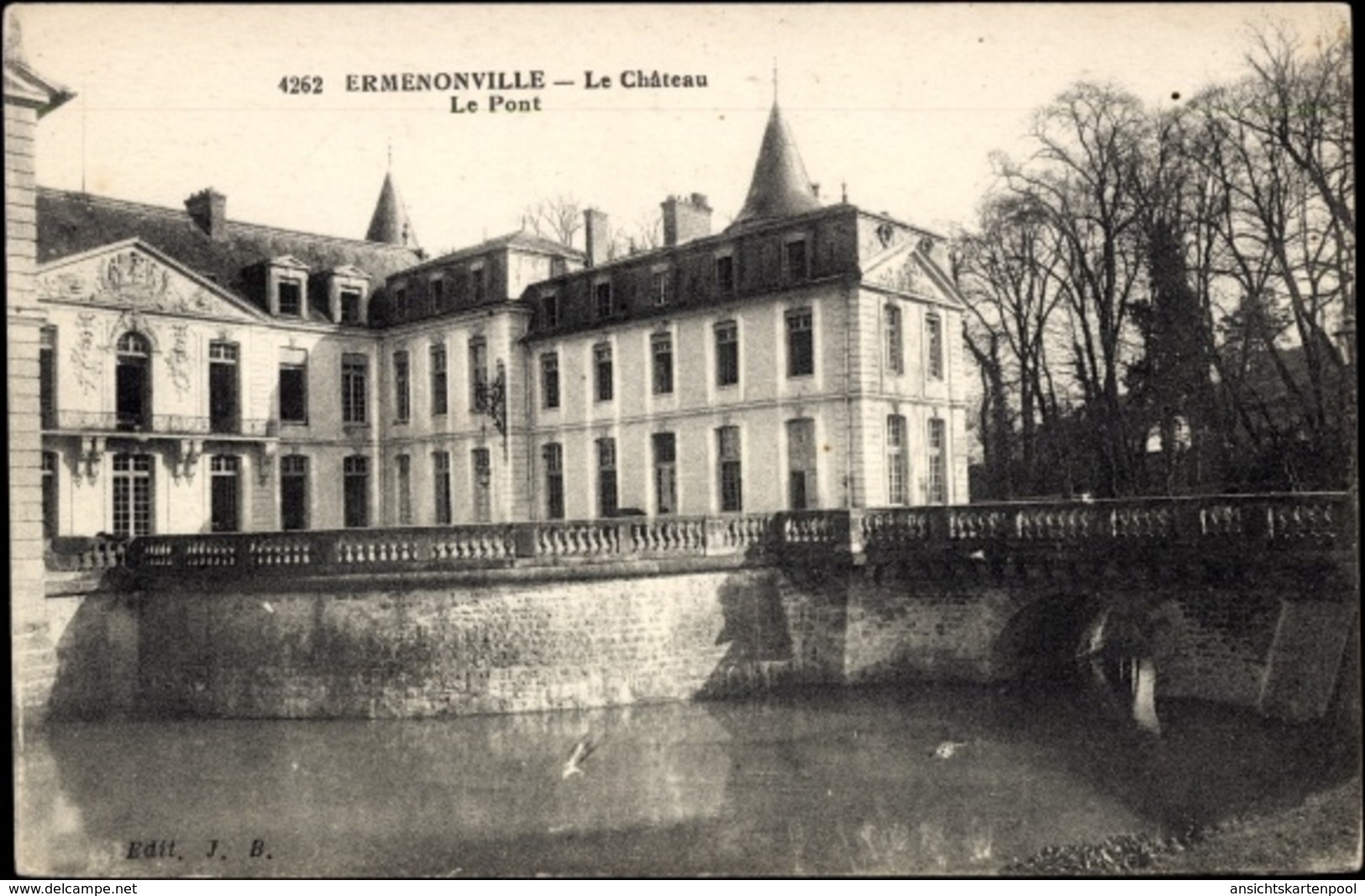 Cp Ermenonville Oise, Le Château, Le Pont, Brücke, Schloss - Autres & Non Classés