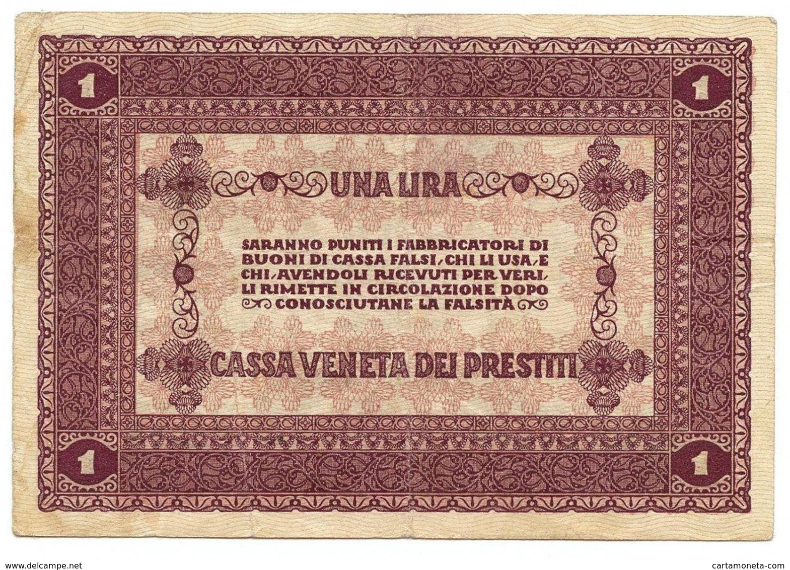 1 LIRA CASSA VENETA DEI PRESTITI BUONO DI CASSA 02/01/1918 BB - Austrian Occupation Of Venezia