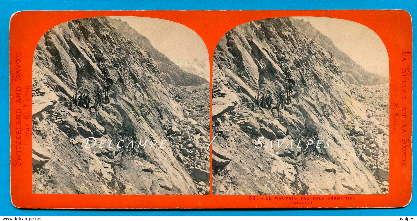 Chamonix 1868 - Le Mauvais Pas - Photo Stéréoscopique Lamy - Voir Scans - Stereoscopic