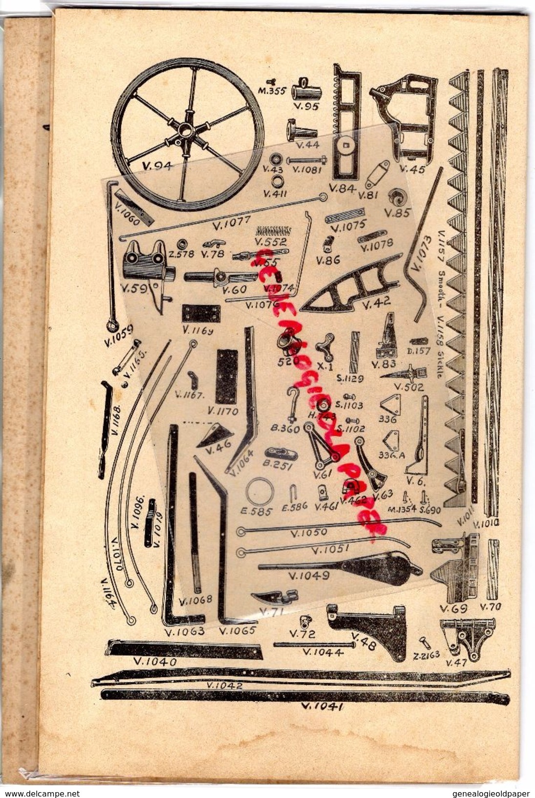 CATALOGUE TARIF PIECES RECHANGE MOISSONNEUSE MASSEY HARRIS FERGUSON N° 1-PARIS 1909 -TRACTEUR AGRICULTURE - Agriculture