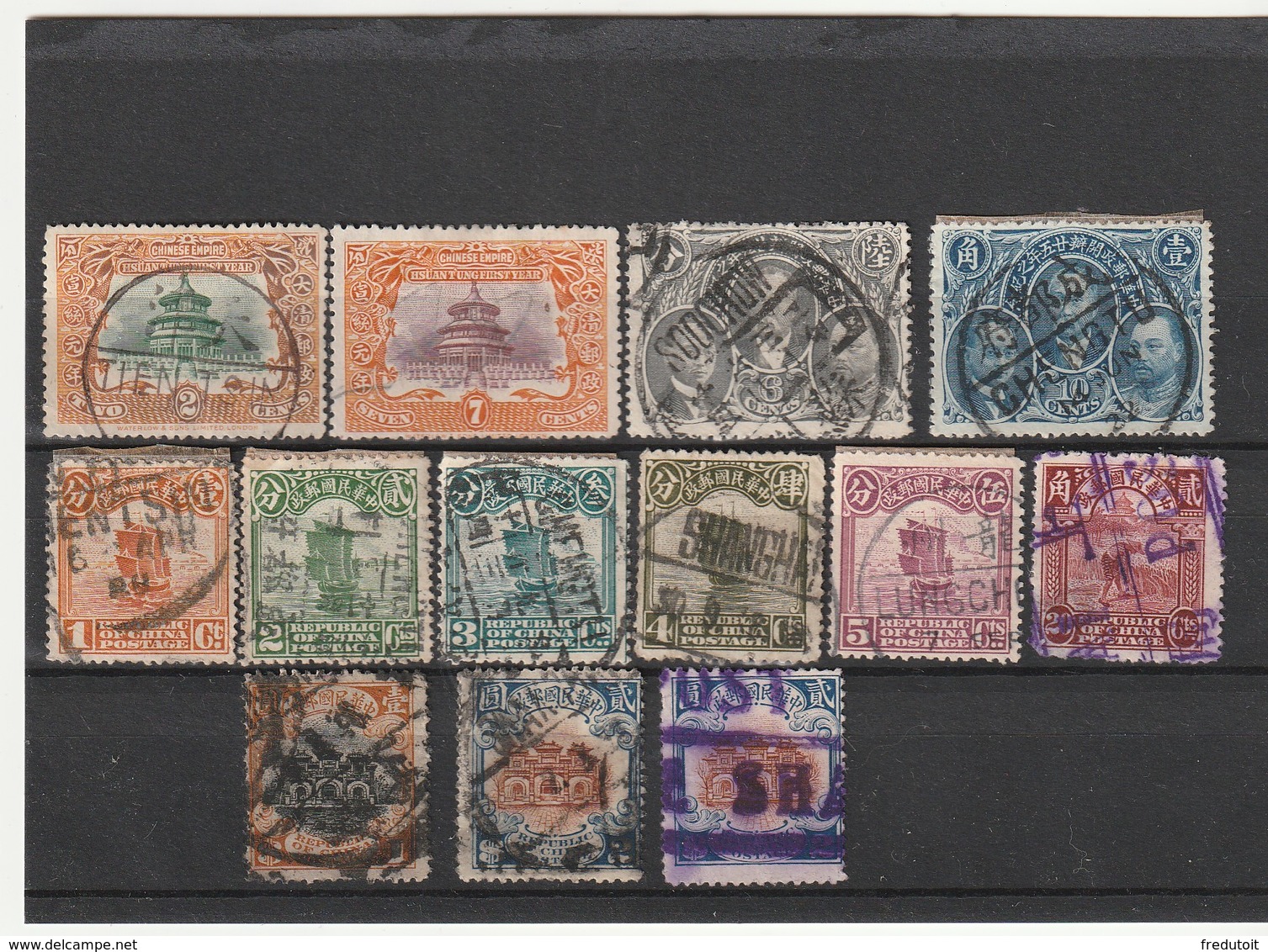 CHINE / CHINA - 13 Timbres Obl (1909-21) OBLITERATION - 1912-1949 Republic