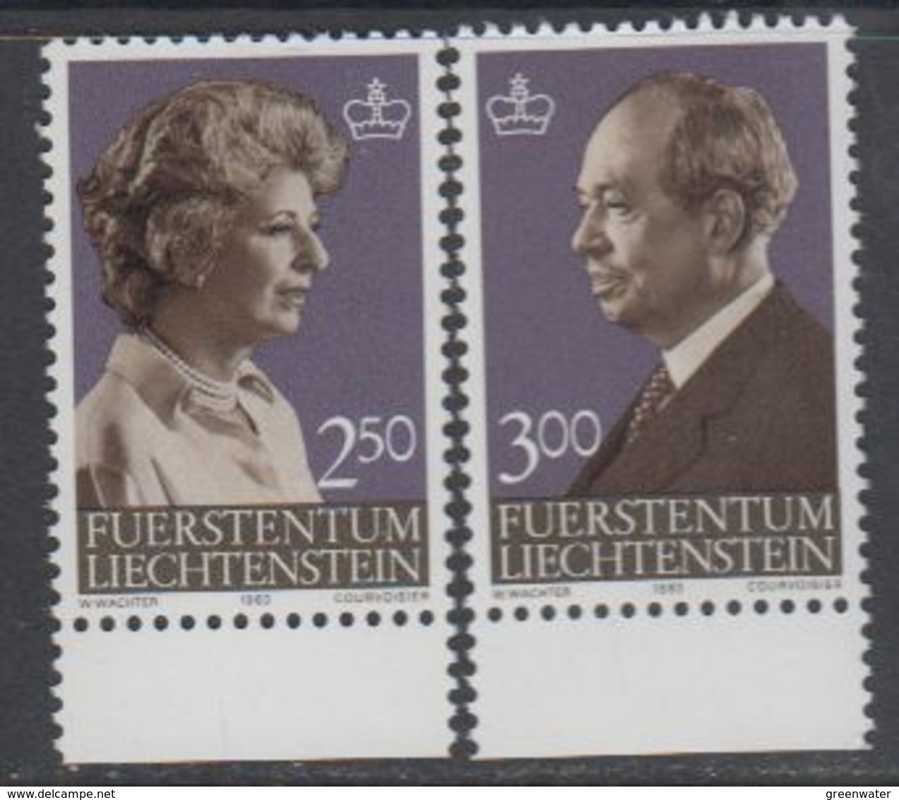 Liechtenstein 1983 Fürstenpaar  2v (margin) ** Mnh (43510B) - Ongebruikt