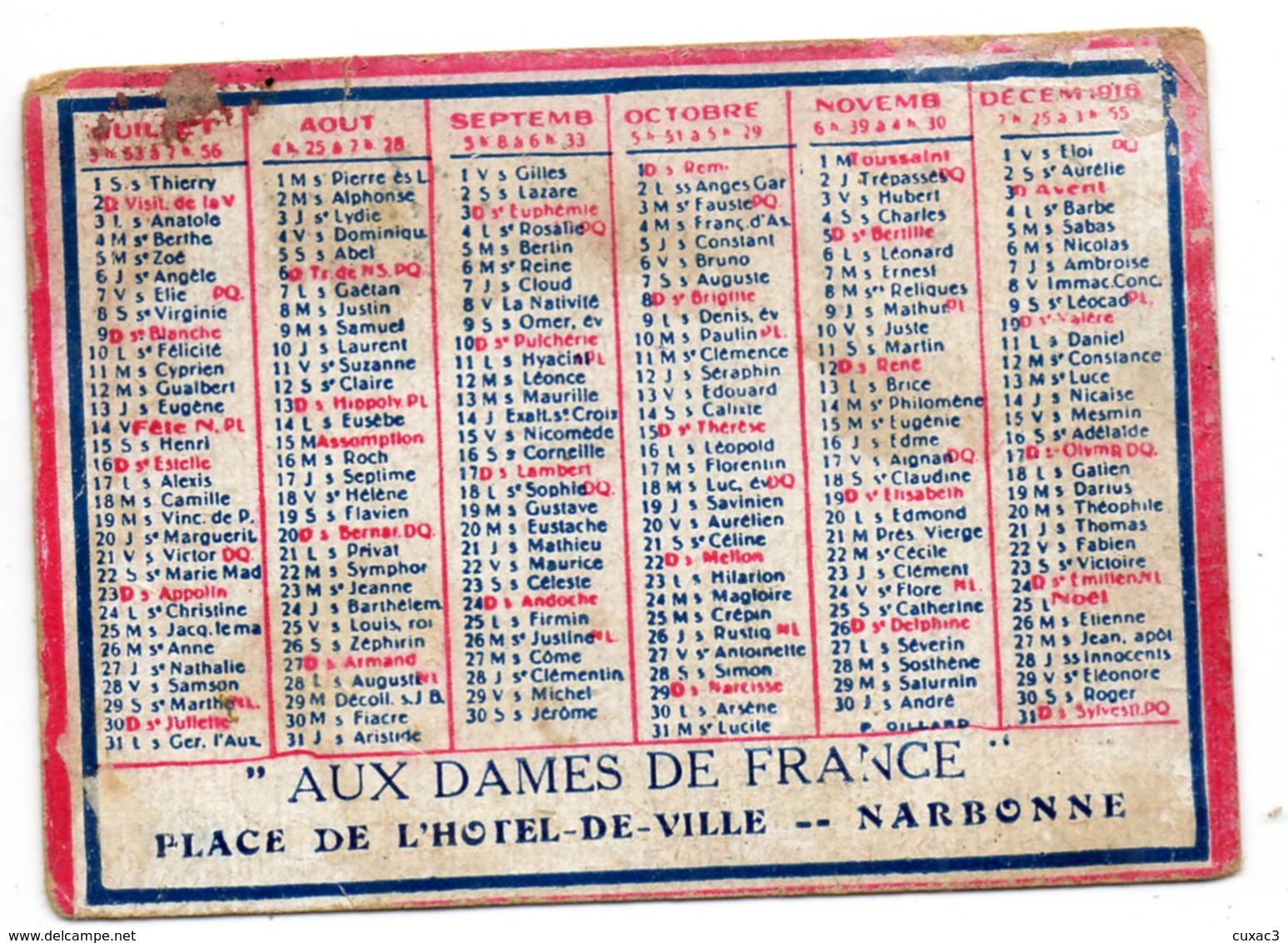 11 - NARBONNE 1916  Aux Dames De France - Formato Piccolo : 1901-20