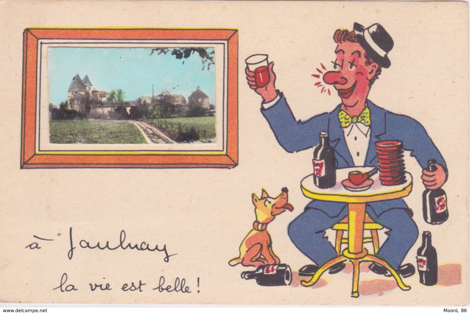 37 - JAULNAY  - CARTE FANTAISIE - HUMOUR - LA VIE EST BELLE A JAULNAY - LE CHATEAU - Autres & Non Classés