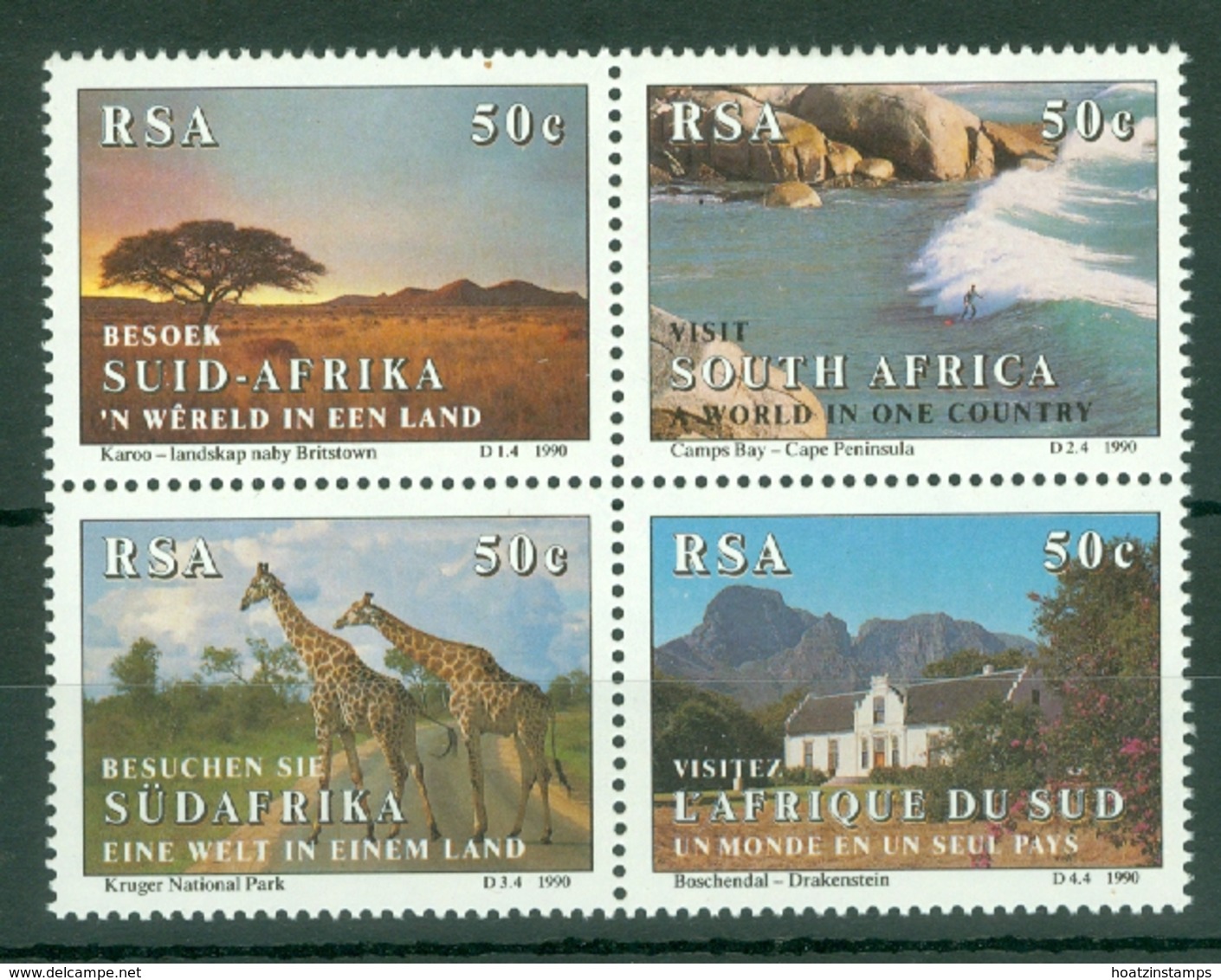 South Africa: 1990   Tourism  MNH Block Of 4 - Ungebraucht