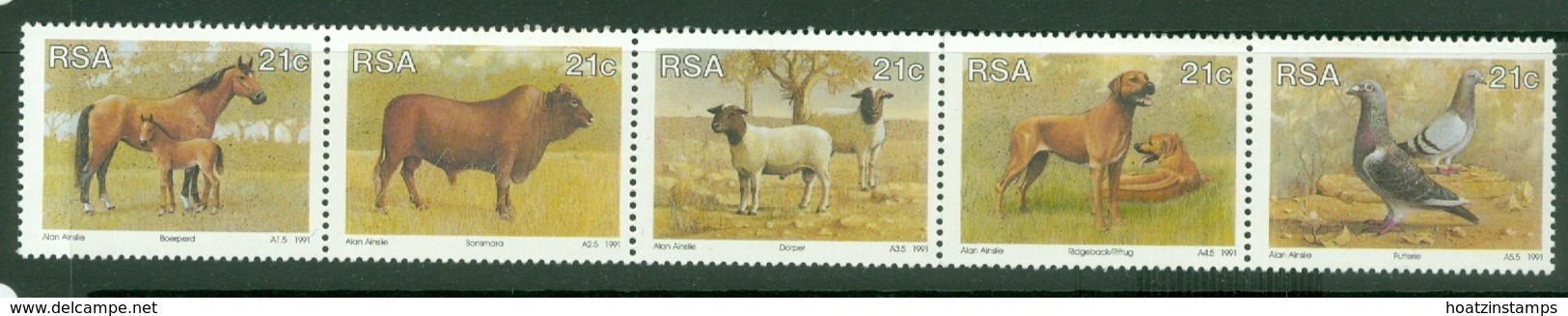 South Africa: 1991   Animal Breeding In South Africa    MNH Strip Of 5 - Unused Stamps