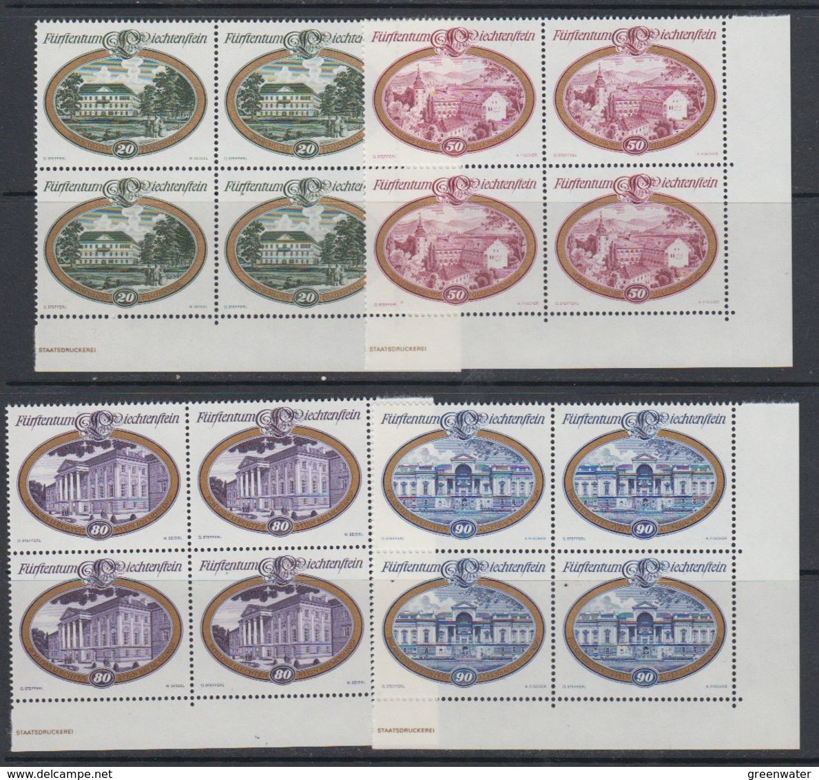 Liechtenstein 1977 Schlosser 4v Bl Of 4 ** Mnh (43512A) - Ongebruikt