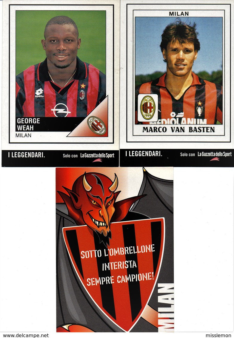 TRE CARTOLINE PROMOCARD MILAN E CALCIATORI - Calcio