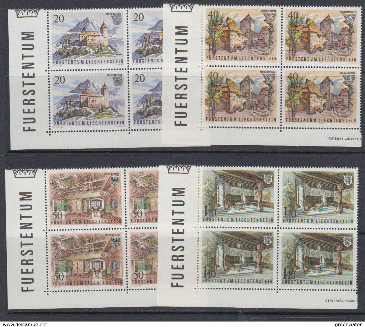 Liechtenstein 1981 Burg Gutenberg 4v Bl Of 4 ** Mnh (43512C) - Ongebruikt