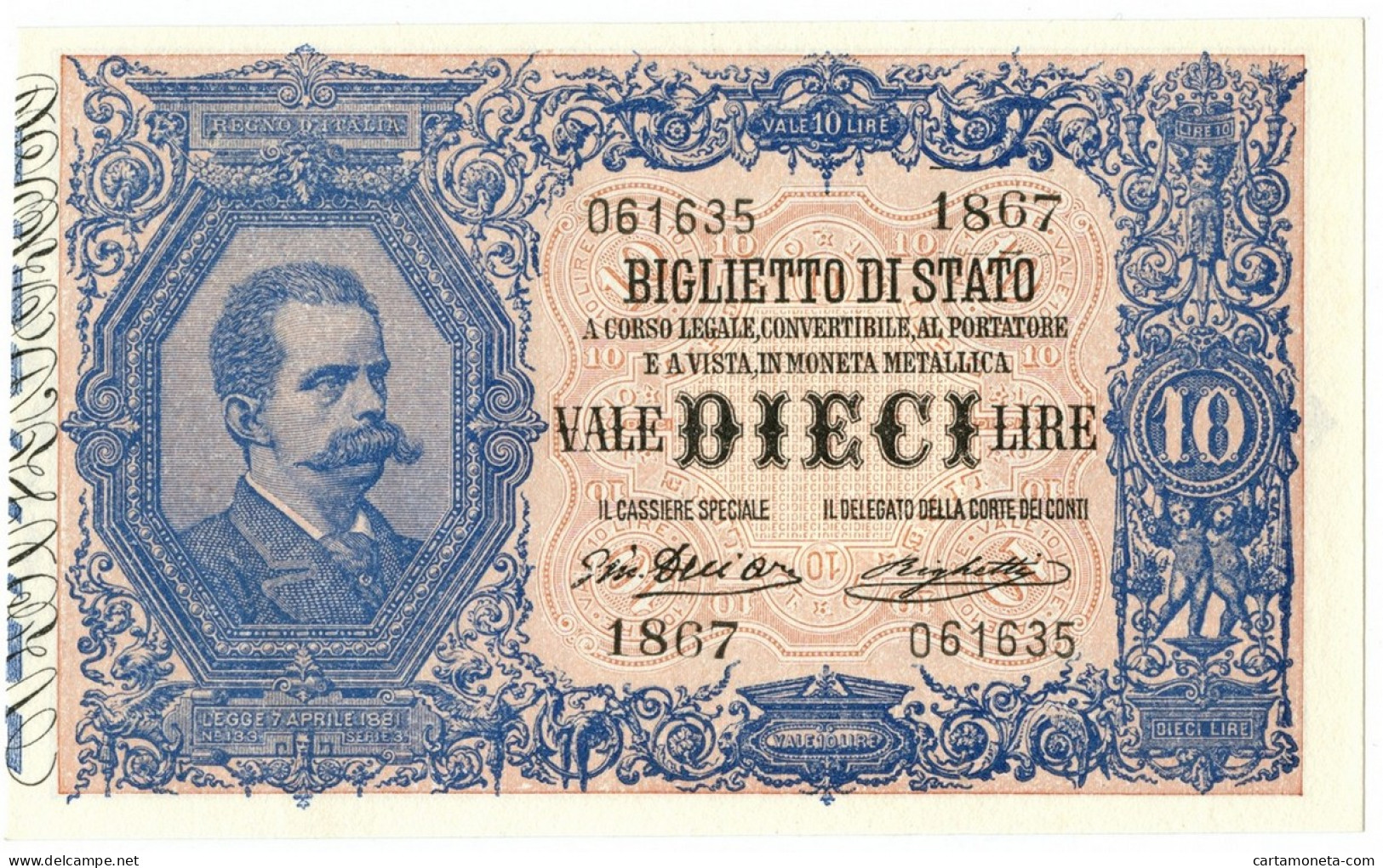 10 LIRE BIGLIETTO DI STATO EFFIGE UMBERTO I 10/04/1915 SUP+ - Regno D'Italia – Other