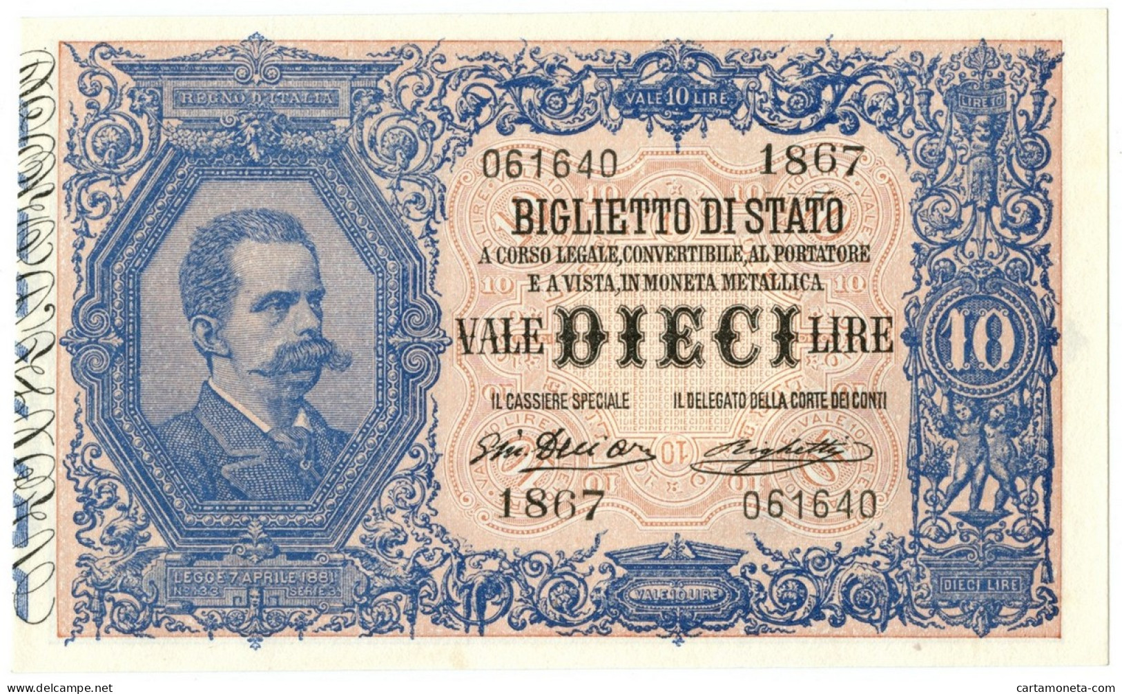 10 LIRE BIGLIETTO DI STATO EFFIGE UMBERTO I 10/04/1915 SUP+ - Otros