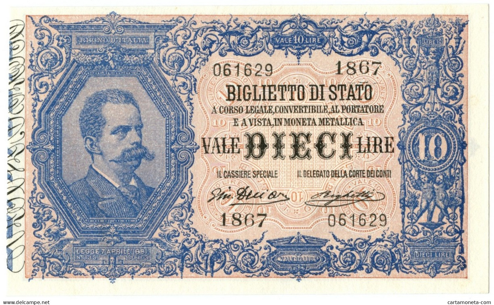 10 LIRE BIGLIETTO DI STATO EFFIGE UMBERTO I 10/04/1915 SUP - Regno D'Italia – Autres