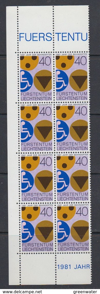 Liechtenstein 1981 Int. Jahr Der Behinderten 1v 8x ** Mnh (43513B) - Neufs