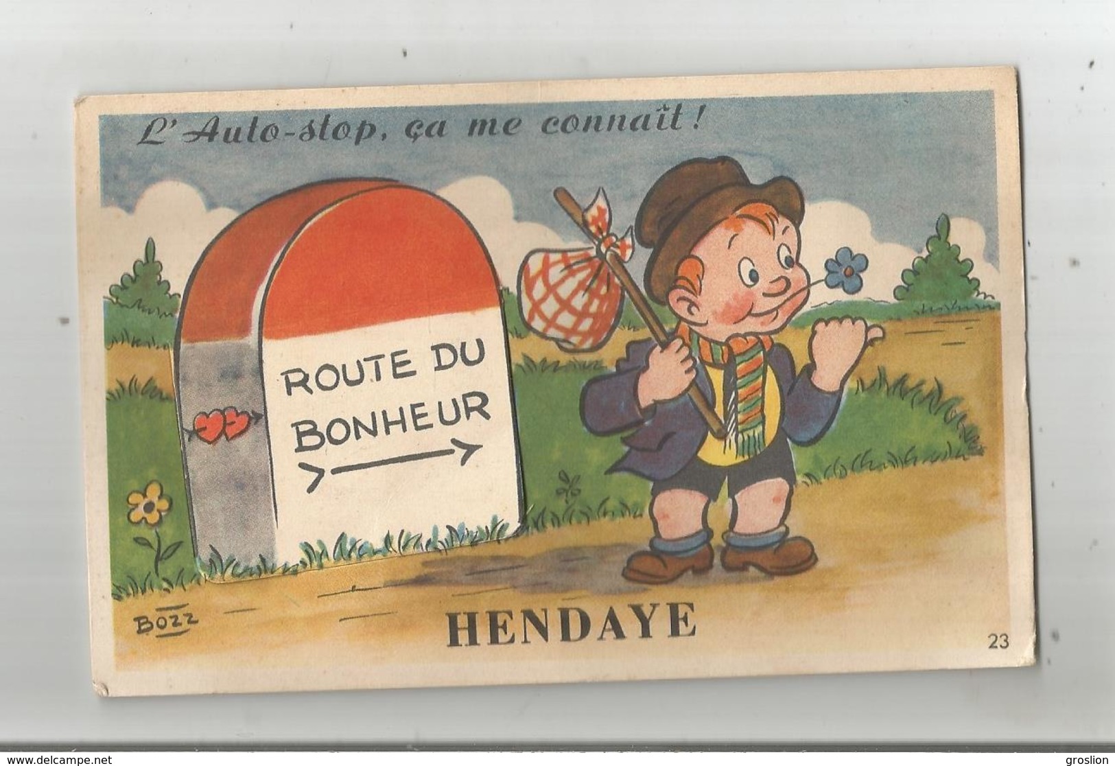 HENDAYE (64) CARTE A SYSTEME AVEC DEPLIANT VUES D'HENDAYE  (ILLUSTRATION DE BOZZ ) 23 - Hendaye