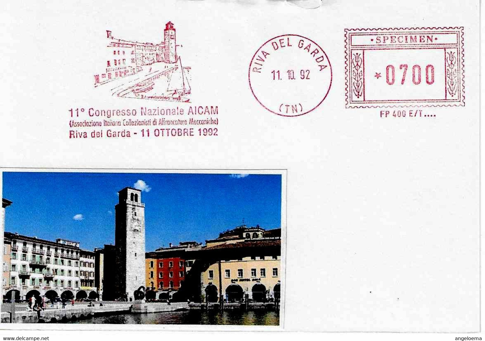 ITALIA - 1992 RIVA DEL GARDA (TN) Veduta - 11° Congr. Aicam - Ema Affrancatura Meccanica Rossa Red Meter SPECIMEN - 3289 - Non Classificati