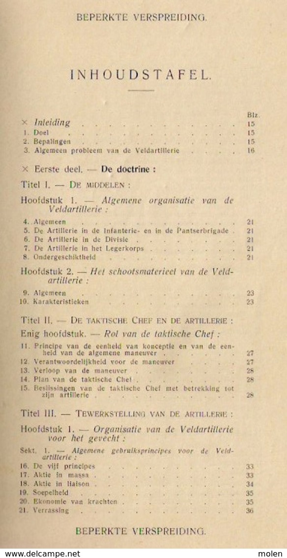 VOORSCHRIFT OVER HET TAKTISCH GEBRUIK VAN DE VELDARTILLERIE 234blz ©1962 LANDMACHT ARTILLERIE MILITAIR ANTIQUARIAAT Z396 - Documenti