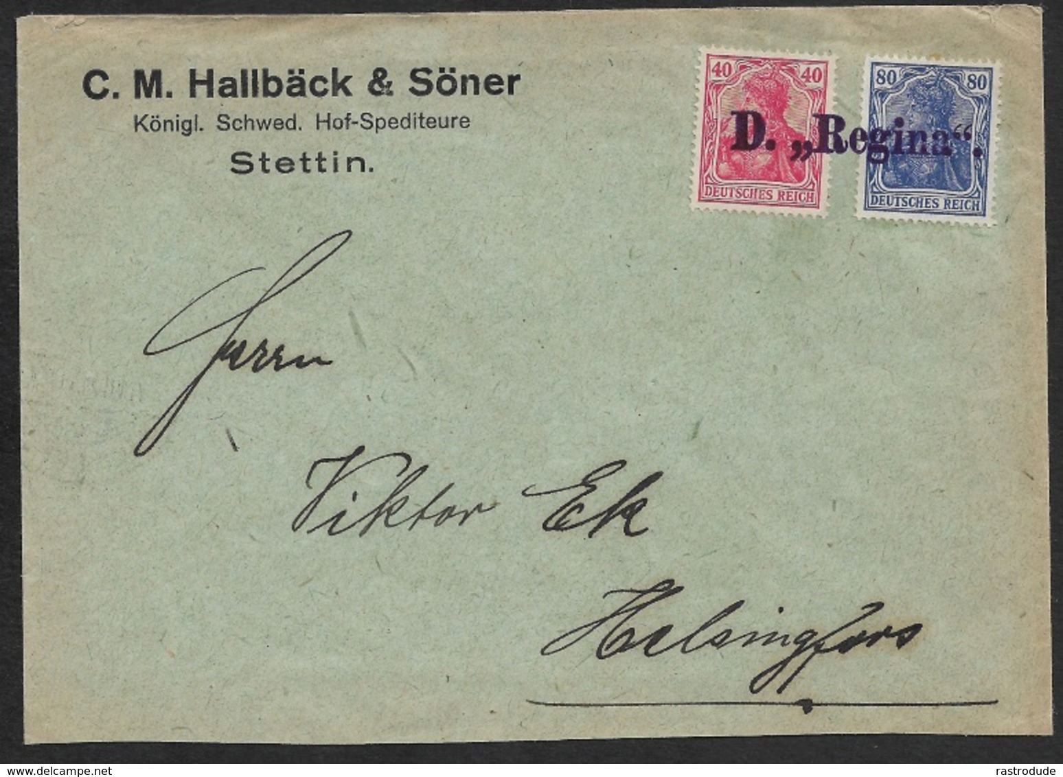 1921 - DR - Stettin Auslands Bedarfsbrief Schiffspost - Dampfschiff REGINA Nach Helsingfor, Finland - Briefe U. Dokumente