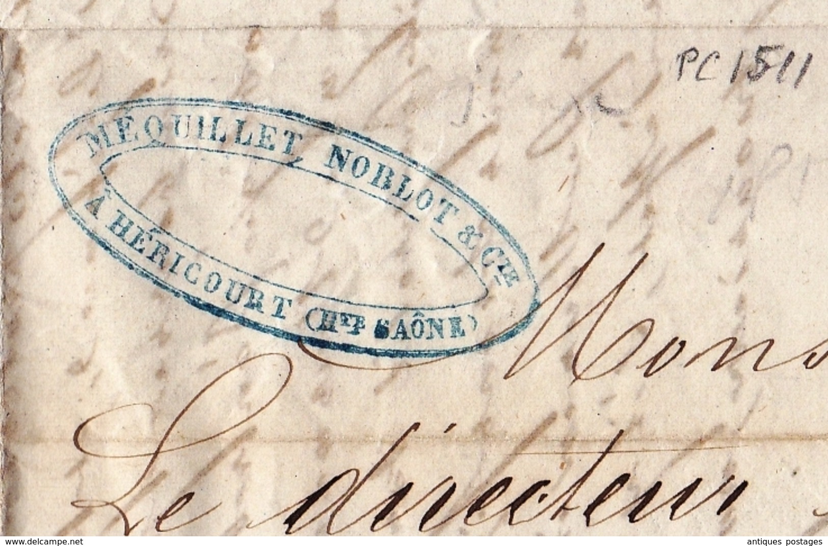 Lettre 1857 Héricourt Haute-Saône Méquillet Noblot & Cie Filature Houillères D'Épinac Saône Et Loire - 1853-1860 Napoléon III