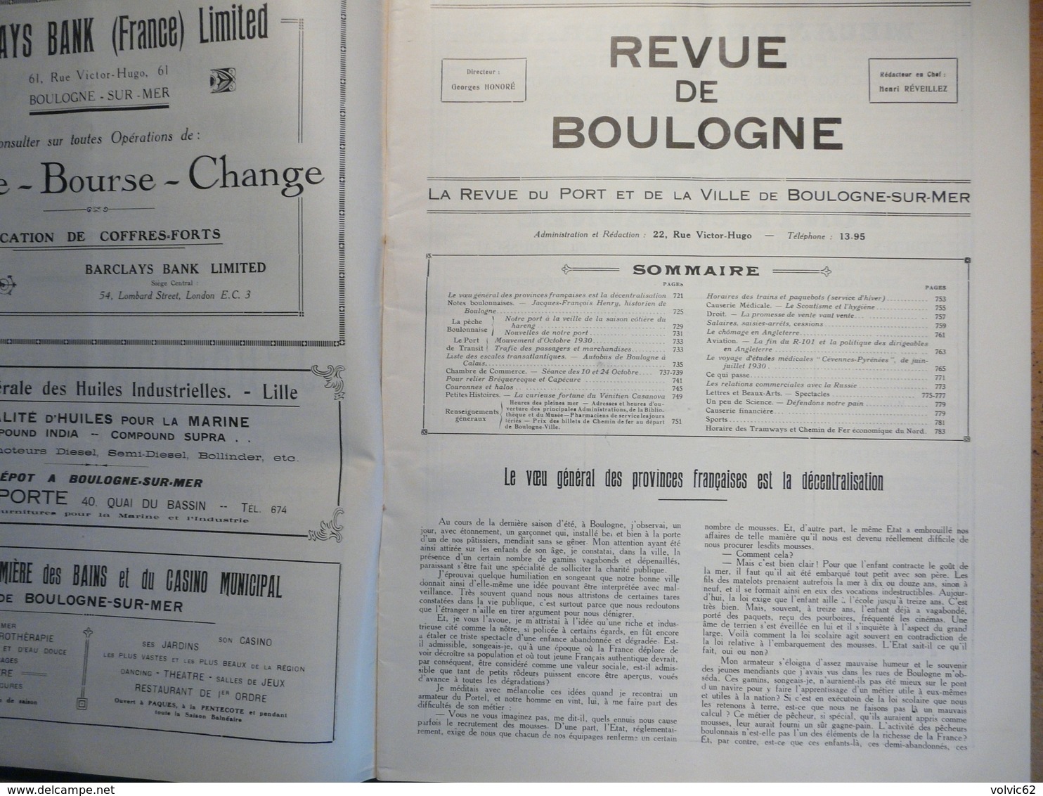 Revue De Boulogne Sur Mer 57 1930 Port Ville Pêche Jacques François Henry Bréquerecque Capécure Casanova Scoutisme R-101 - 1900 - 1949