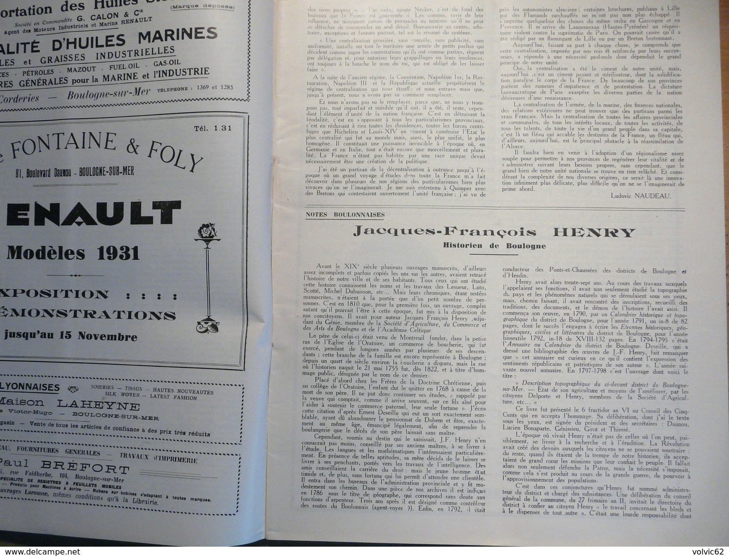 Revue De Boulogne Sur Mer 57 1930 Port Ville Pêche Jacques François Henry Bréquerecque Capécure Casanova Scoutisme R-101 - 1900 - 1949