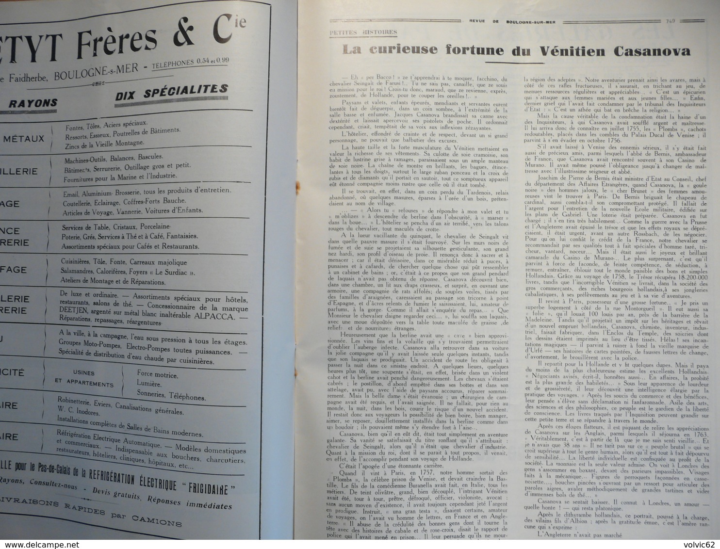 Revue de boulogne sur mer 57 1930 port ville pêche Jacques François Henry bréquerecque capécure casanova scoutisme R-101