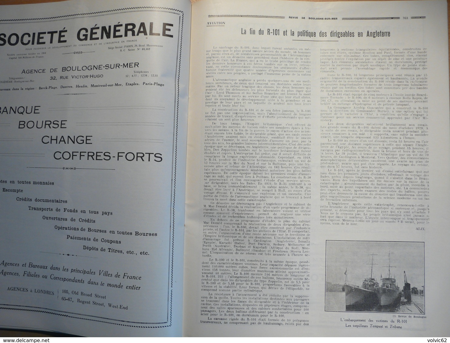 Revue de boulogne sur mer 57 1930 port ville pêche Jacques François Henry bréquerecque capécure casanova scoutisme R-101