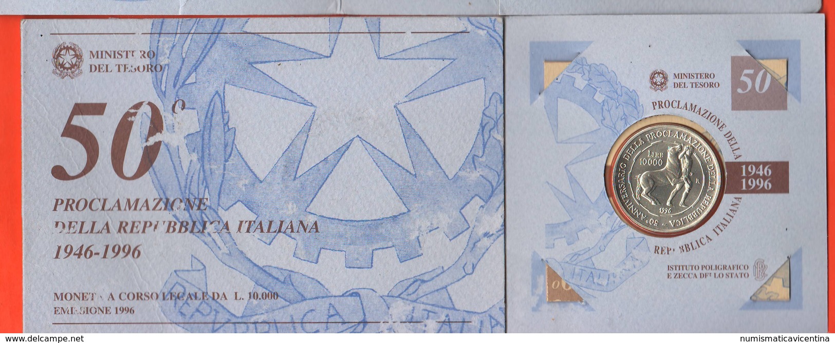 10000 Lire 1996 50° PROCLAMAZIONE Repubblica Italiana Anniversario - 10 000 Lire