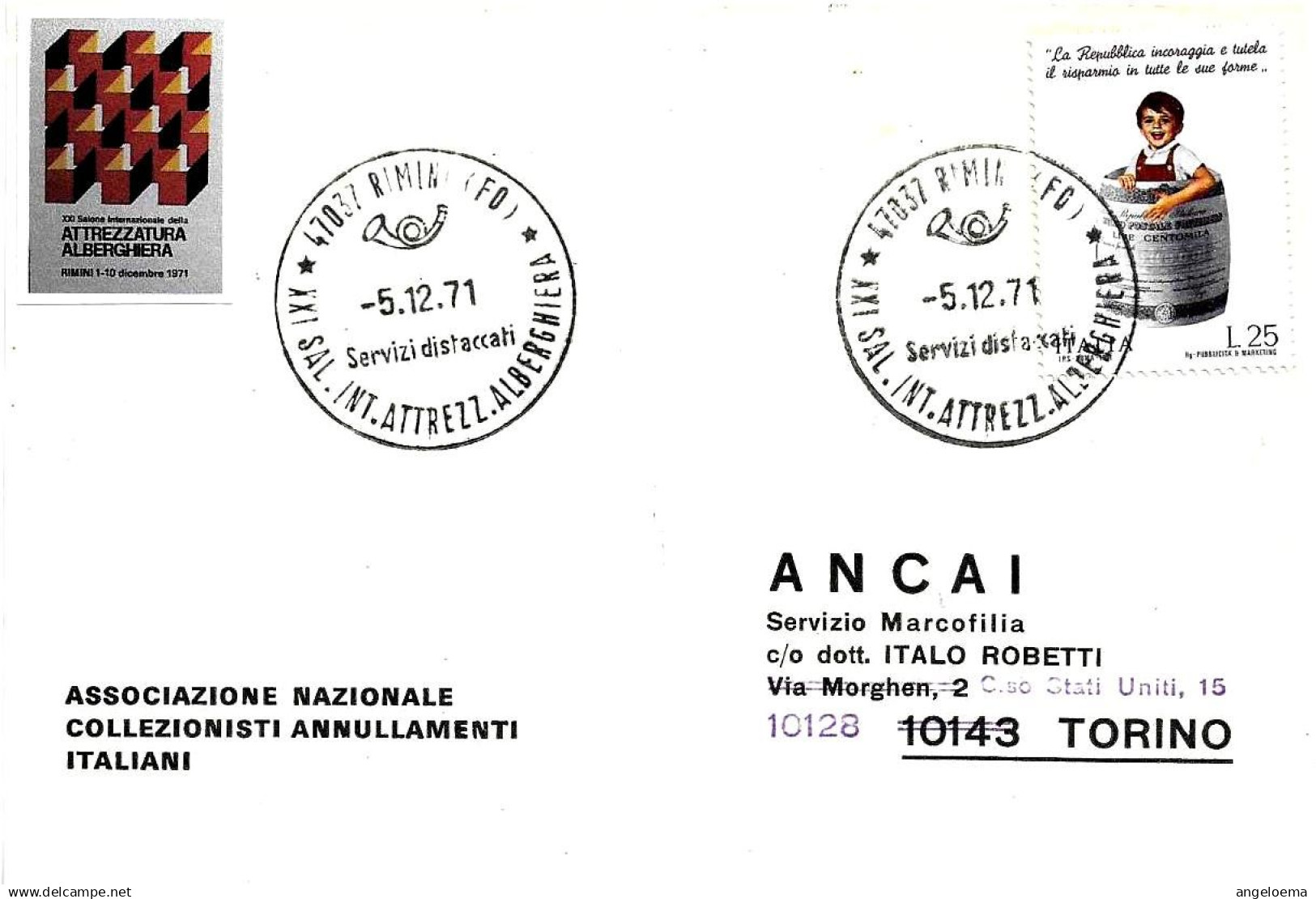 ITALIA ITALY - 1971 RIMINI (FO) XXI Salone Internazionale Attrezzatura Alberghiera - 3296 - Hotel- & Gaststättengewerbe