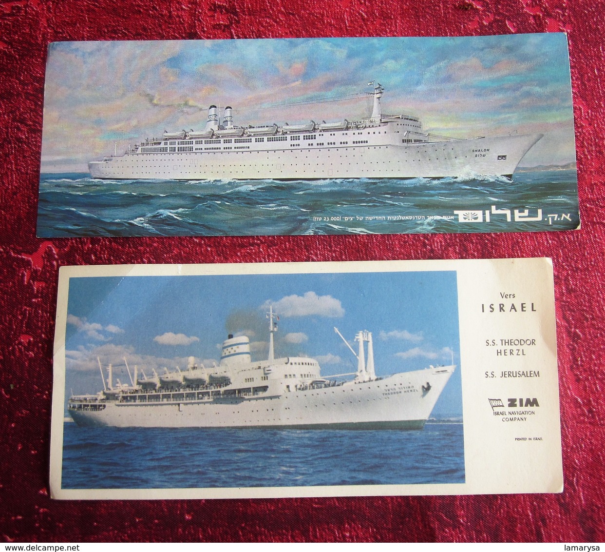 Navire CIE ZIM- SHALOM & S.S THÉODORE HERZL - S.S. JÉRUSALEM NAVIGATION Transport Par Bateau Croisière Vers ISRAËL - Autres & Non Classés