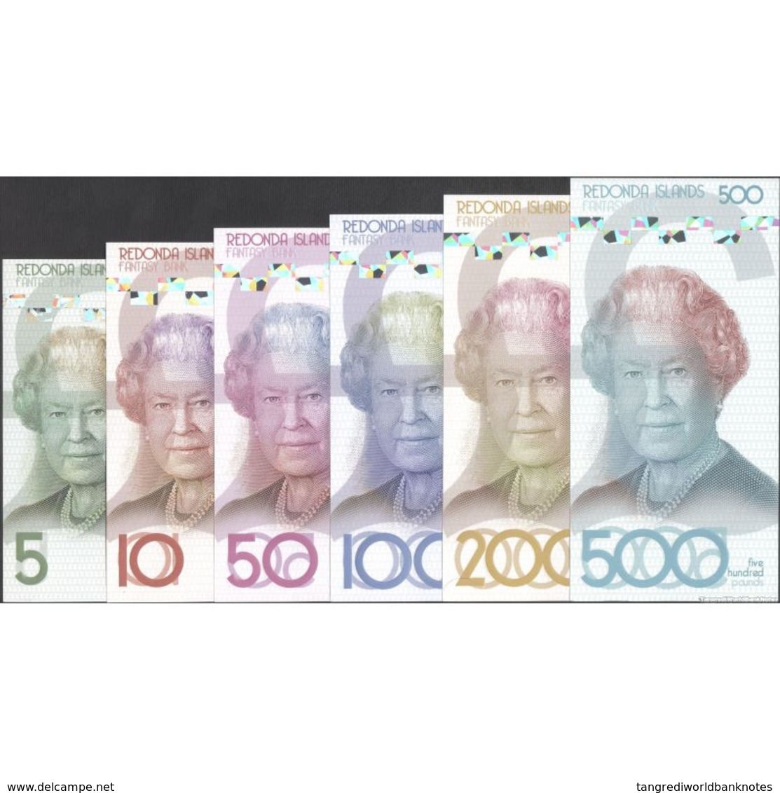 TWN - REDONDA ISLANDS (private Issue) - 5-500 Pounds 2019 Polymer - Prefix AZ - Set Of 6 UNC - Altri & Non Classificati