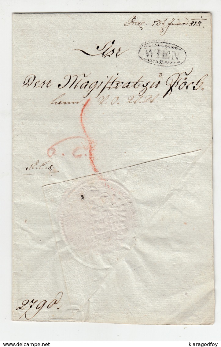 Austria Prephilately Letter Travelled 1818 Wien B190715 - ...-1850 Prefilatelia
