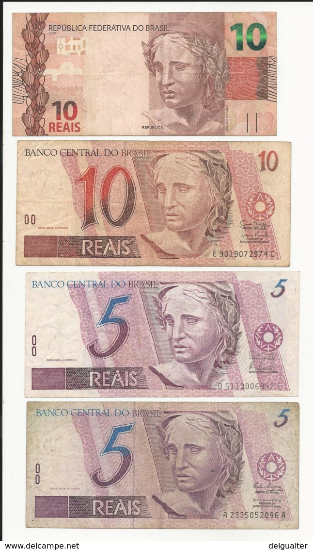 Brazil 4 Banknotes - Total 30 Reais - Vrac - Billets