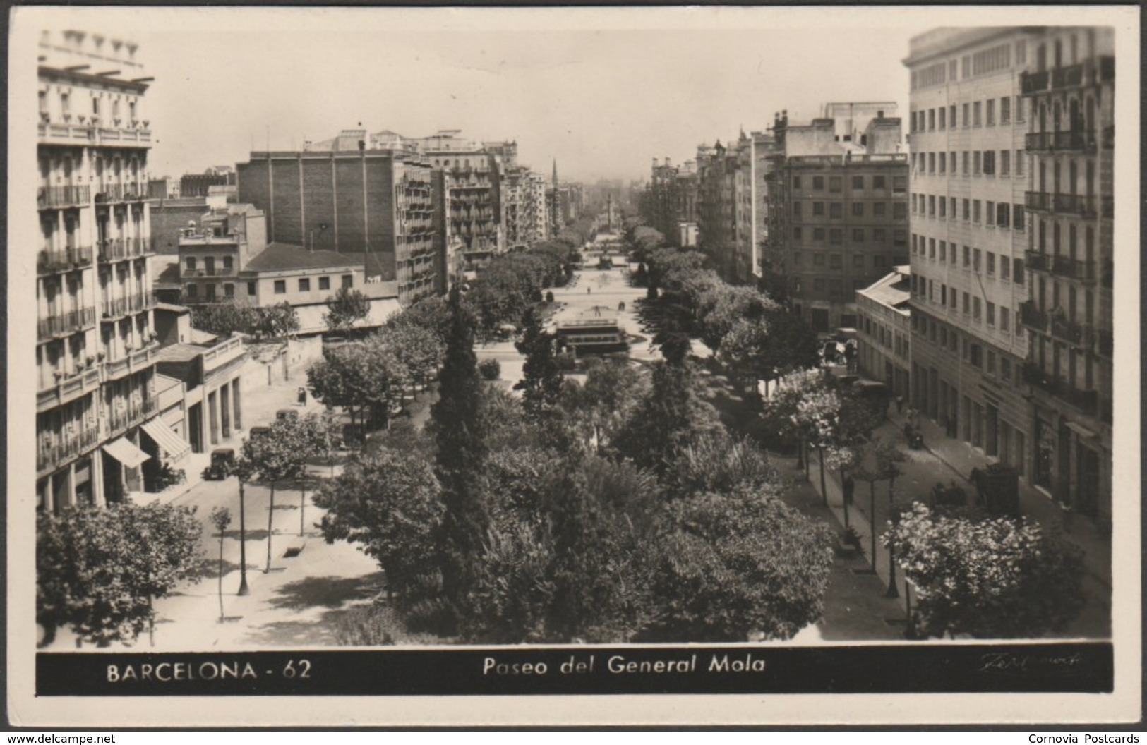 Paseo Del General Mola, Barcelona, C.1950 - Pablo Dümmatzen Foto Tarjeta Postal - Barcelona