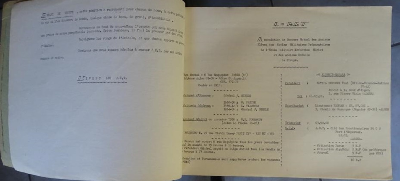 Annuaire A.E.T. Association Mutuelle Des Anciens élèves Des écoles Militaires Préparatoires Algérie Sahara 1961 - Documentos